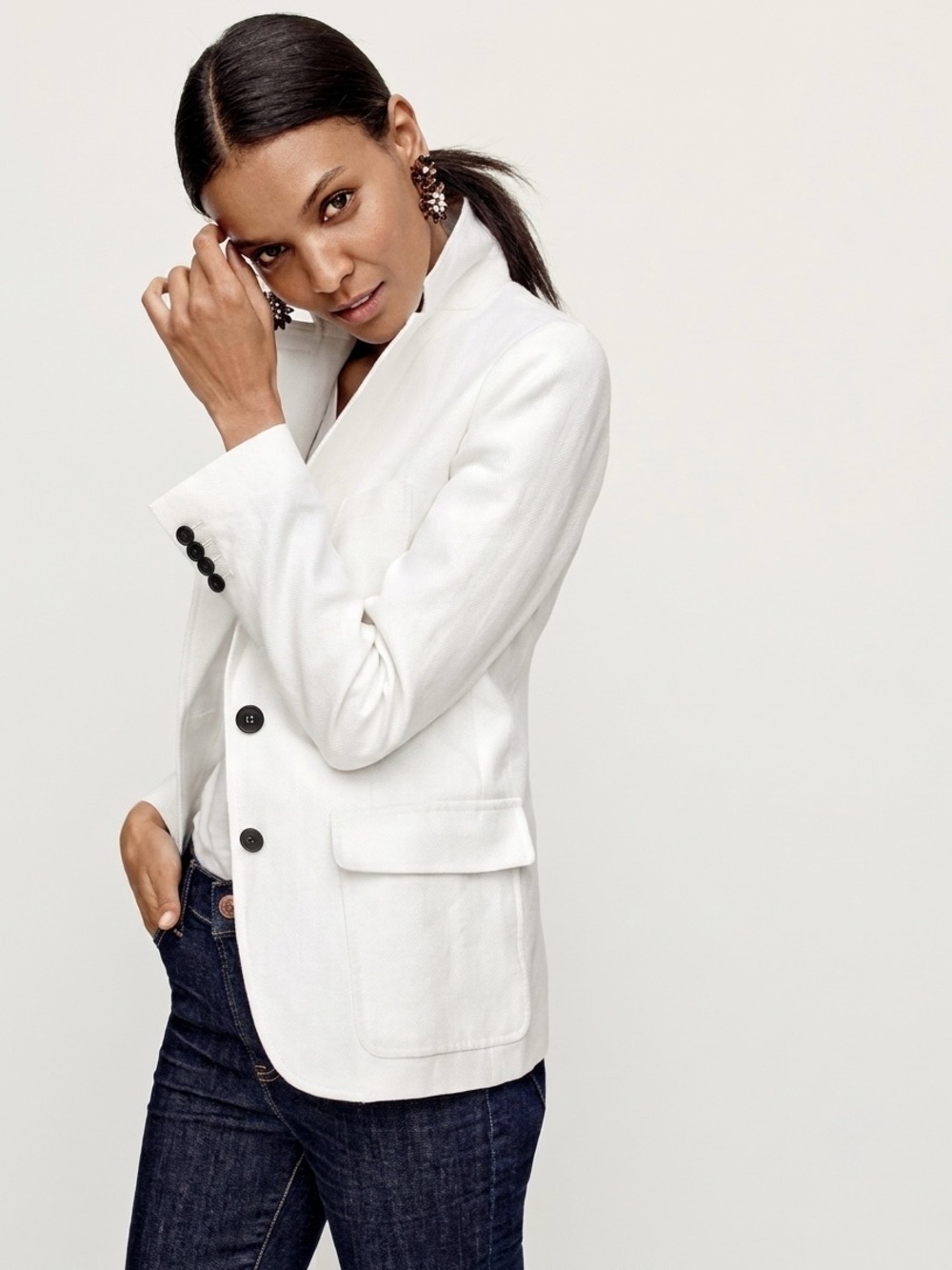 J.Crew Ludlow 100% Linen Blazer Jacket White Size 8 Coastal Quiet Luxury Fall